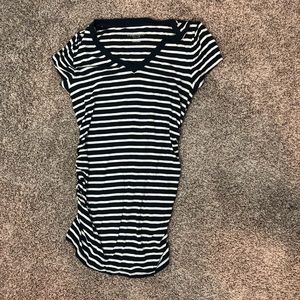 Navy & white striped maternity tee